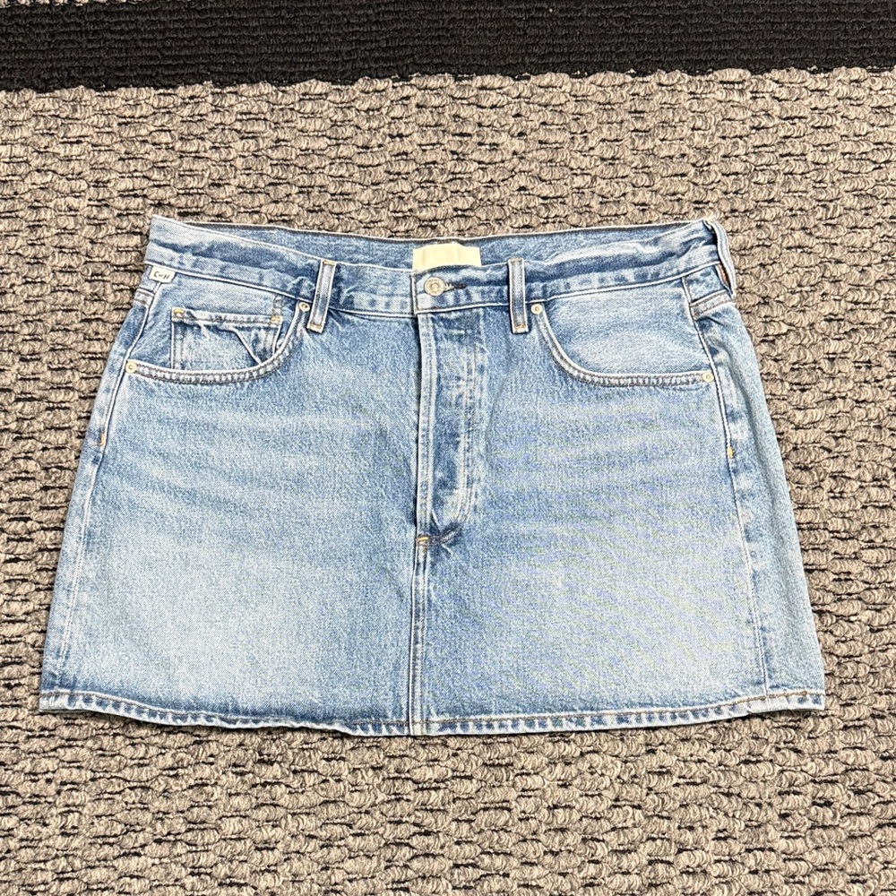 Citizens of Humanity Denim Mini Skirt Ramona Women’s 32 Button Fly Light Wash